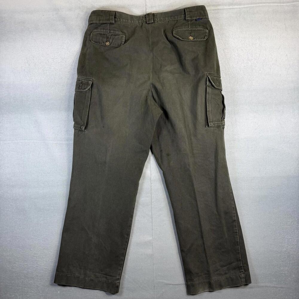 Vintage Tommy Hilfiger Cargo Pants Mens 36x30 Olive Green Pleated Twill 90s - Picture 3 of 8